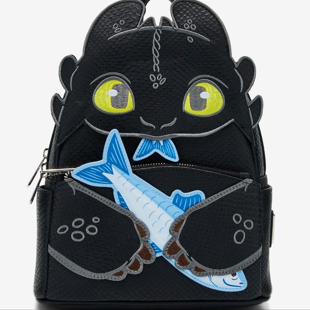 Loungefly DreamWorks How to Train Your Dragon Toothless & Fish Figural Mini Back